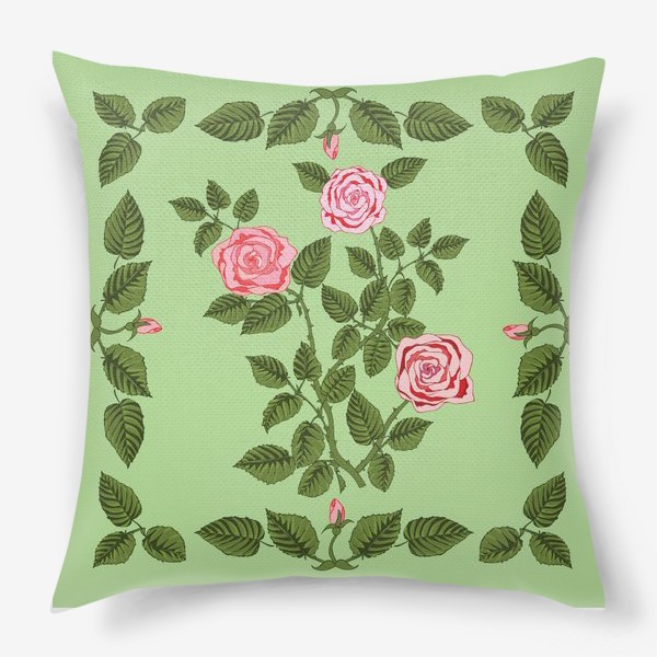 Подушка «Панно Розы зеленые»