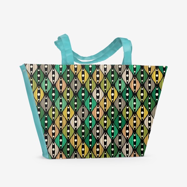Пляжная сумка &laquo;Цветочная дудл абстракция. Зеленые лепестки&raquo;