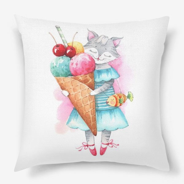 Подушка «Кошка и мороженое»
