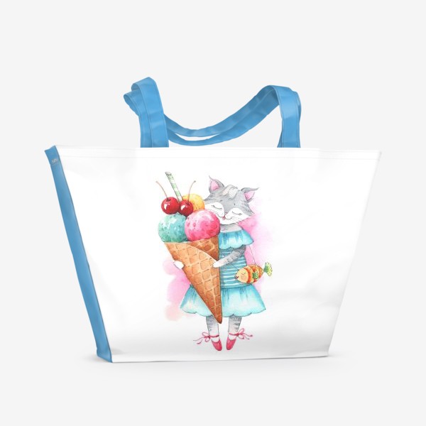 Пляжная сумка «Кошка и мороженое»