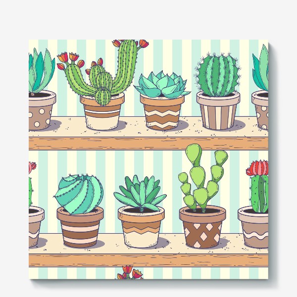 Холст «Succulents and cactus»
