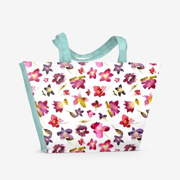 Пляжная сумка «Floral vibes \\ Акварельные цветы»