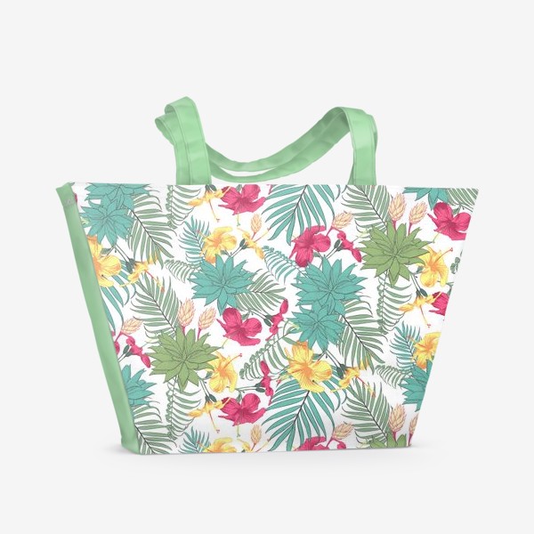 Пляжная сумка &laquo;Узор из тропических цветов&raquo;