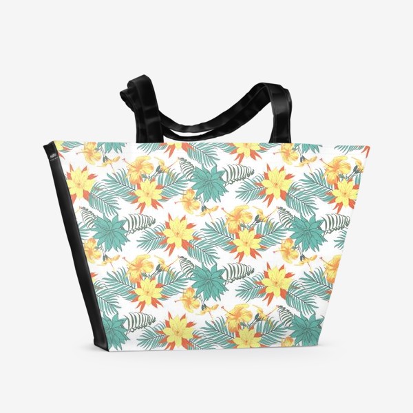 Пляжная сумка &laquo;Узор из тропических цветов и алое&raquo;