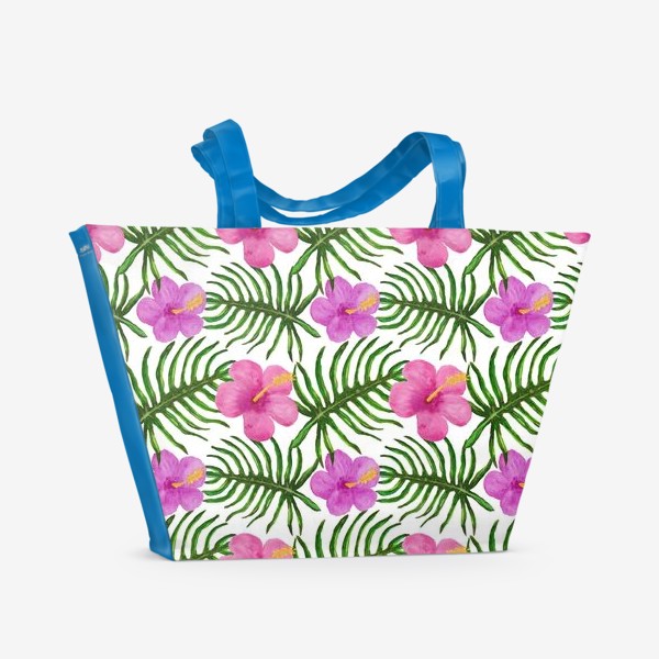 Пляжная сумка «Palm Leaves and Hibiscus Гибискус Пальмовые Листья»