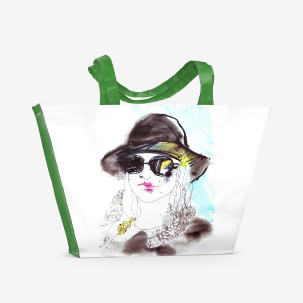 Пляжная сумка &laquo;Девушка в солнечных очках и шляпе&raquo;
