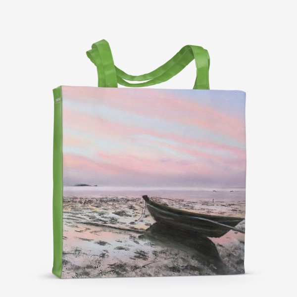 Сумка-шоппер «закат на море с лодкой»