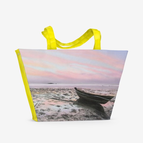 Пляжная сумка &laquo;закат на море с лодкой&raquo;