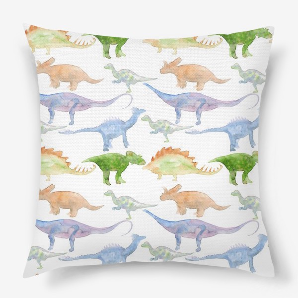 Подушка &laquo;Акварельные динозавры, паттерн. Dinosaur watercolor pattern&raquo;