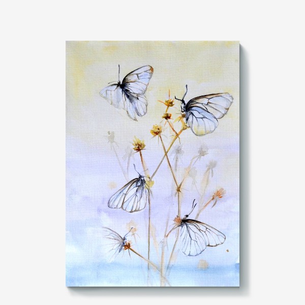 Холст «Бабочки и сухоцветы»