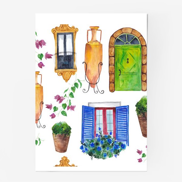 Постер «Двери и окошки Средиземноморья»