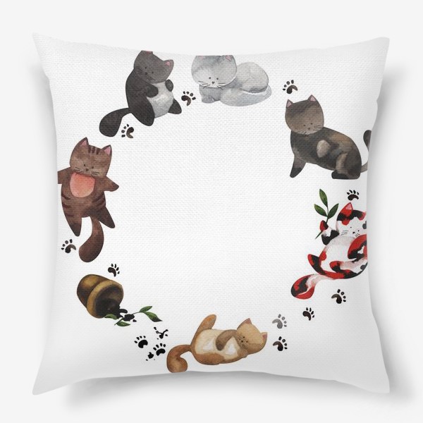 Подушка «Забавные акварельные котята»