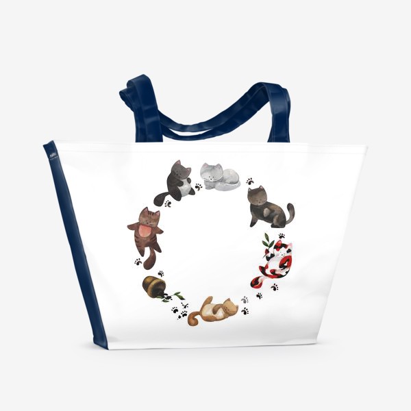 Пляжная сумка &laquo;Забавные акварельные котята&raquo;