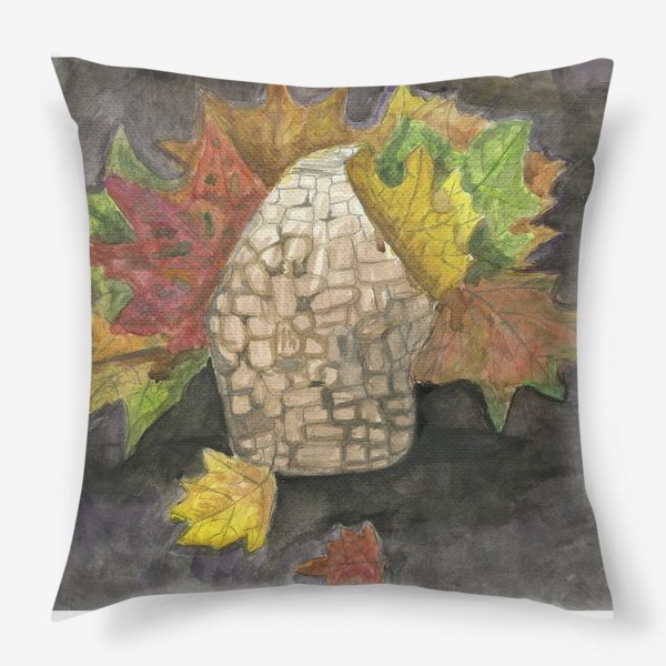 Подушка «Осенний акварельный натюрморт с корзинкой»
