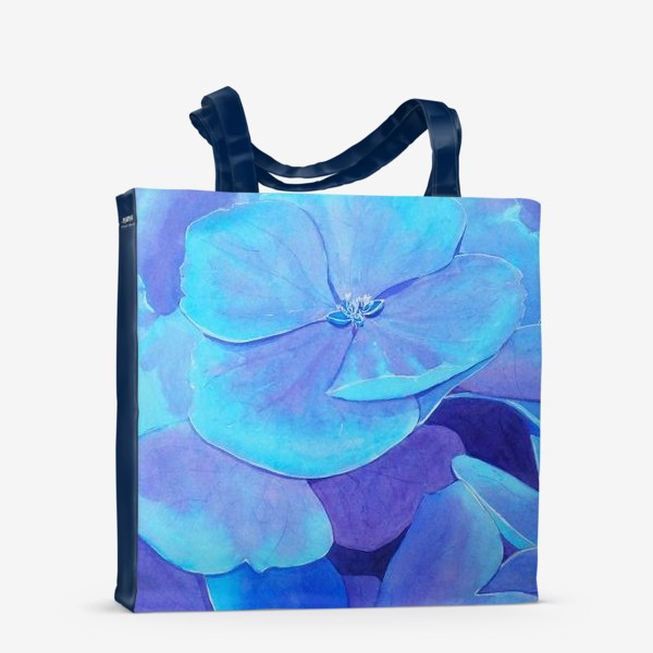 Сумка-шоппер &laquo;Цветы голубой гортензии, акварельный летний ботанический принт&raquo;