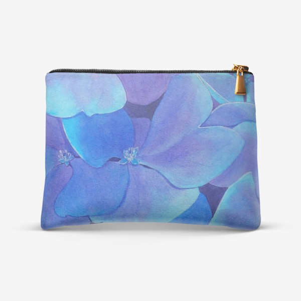 Косметичка &laquo;Цветы голубой гортензии, акварельный летний ботанический принт&raquo;