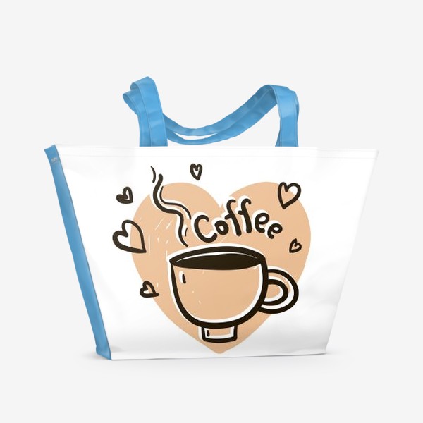 Пляжная сумка «Принт " Люблю кофе"»