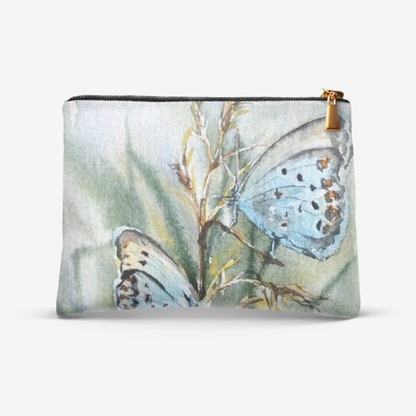 Косметичка «Голубые бабочки на травинке»