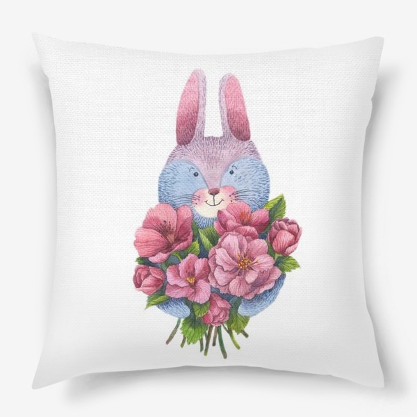 Подушка «Заяц и цветы»