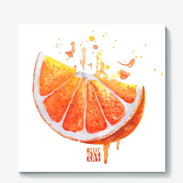 Холст «Солнечный апельсин, акварель»