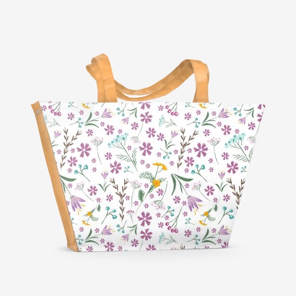Пляжная сумка «цветочный паттерн - весенние цветы»