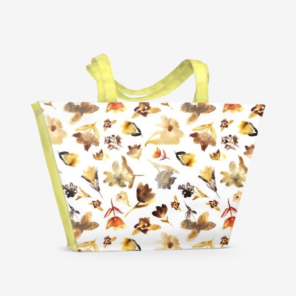 Пляжная сумка «Акварельные цветы в бежевых тонах»
