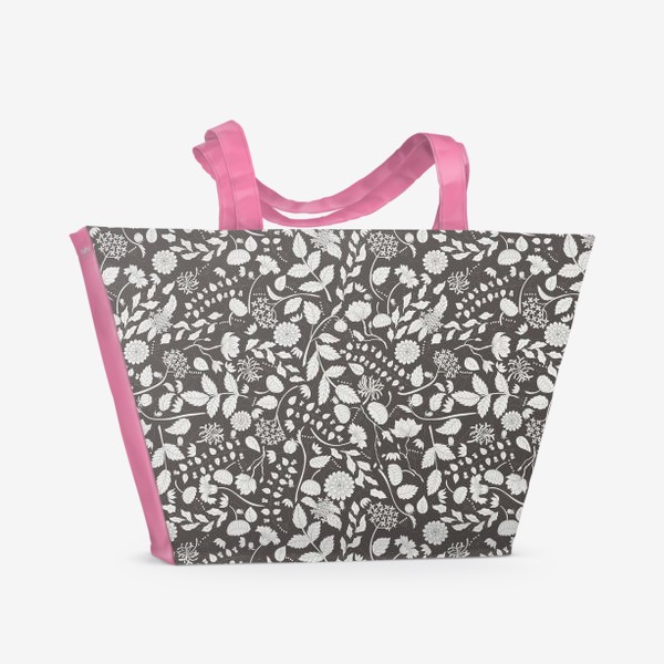 Пляжная сумка «Цветочный монохром 4»