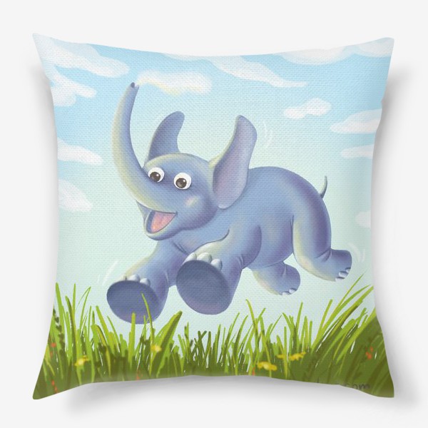 Подушка «Летящий радостный слон »