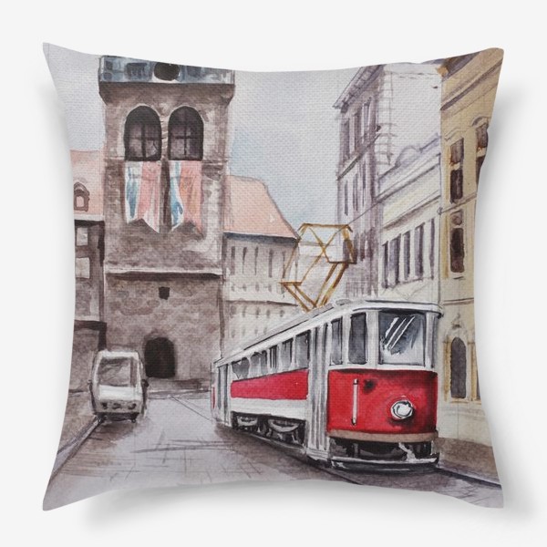 Подушка «Трамвай. Прага»