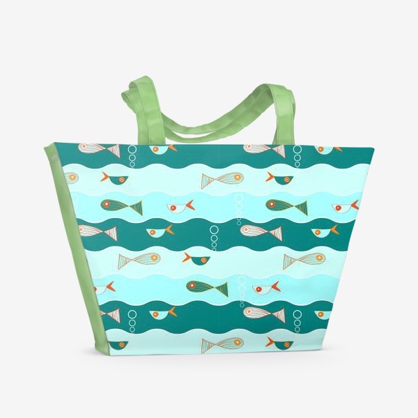 Пляжная сумка «Рыбы в волнах»