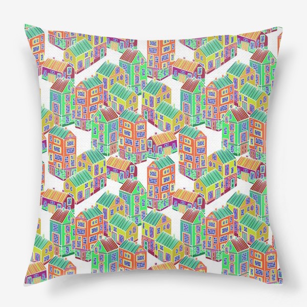 Подушка «Текстура в разноцветные домики»