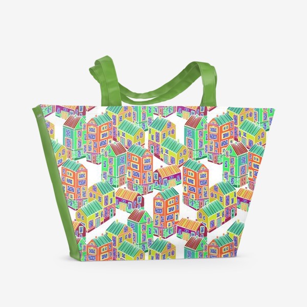 Пляжная сумка «Текстура в разноцветные домики»