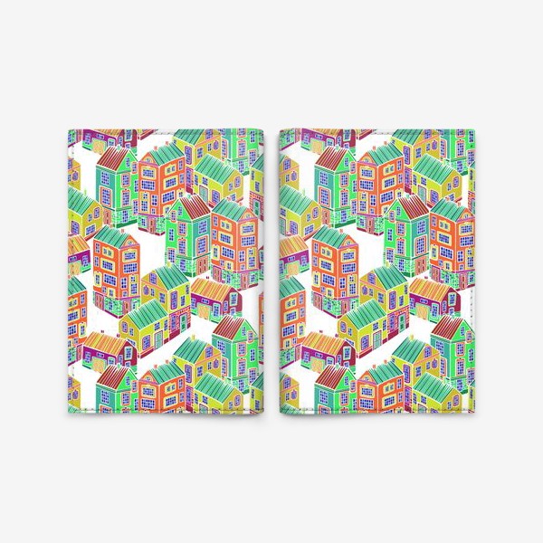 Обложка для паспорта «Текстура в разноцветные домики»