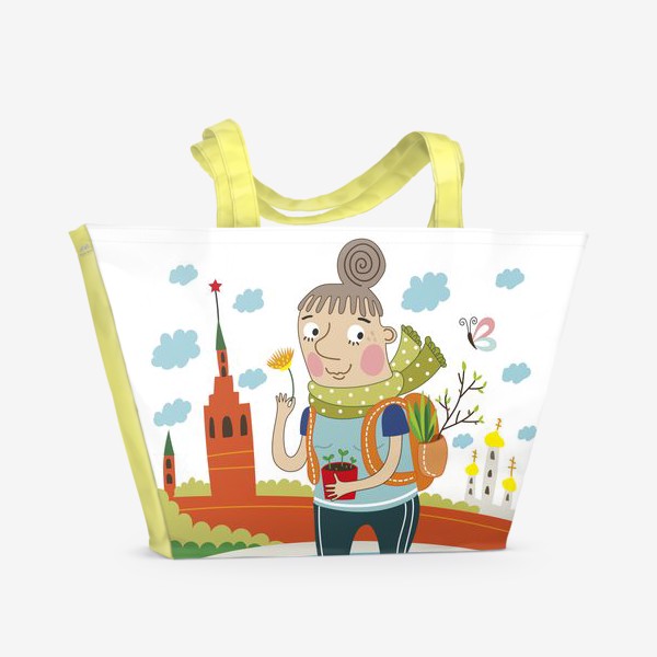 Пляжная сумка «Подарок бабушке. Веселая бабушка (Весна в Москве)»