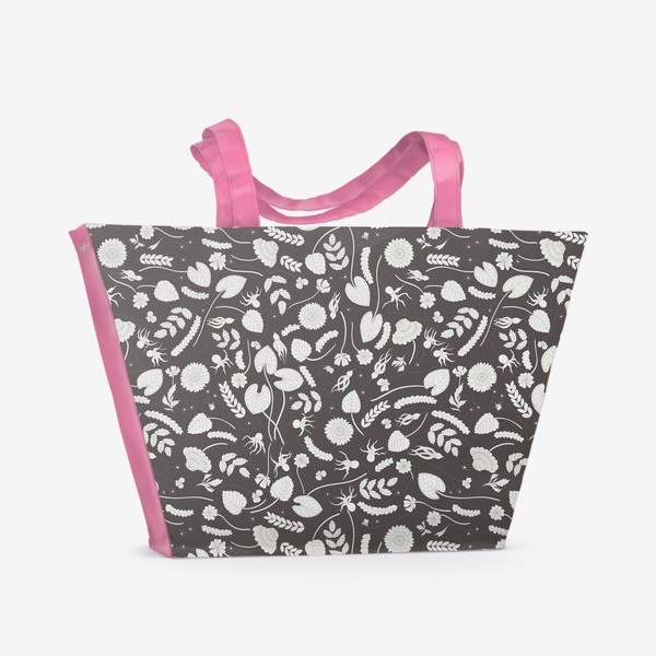 Пляжная сумка «Цветочный монохром 7»