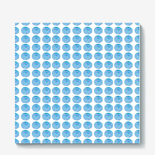 Холст «Мерцающий голубой горошек. Акварельные круги. Blue watercolor dots.»