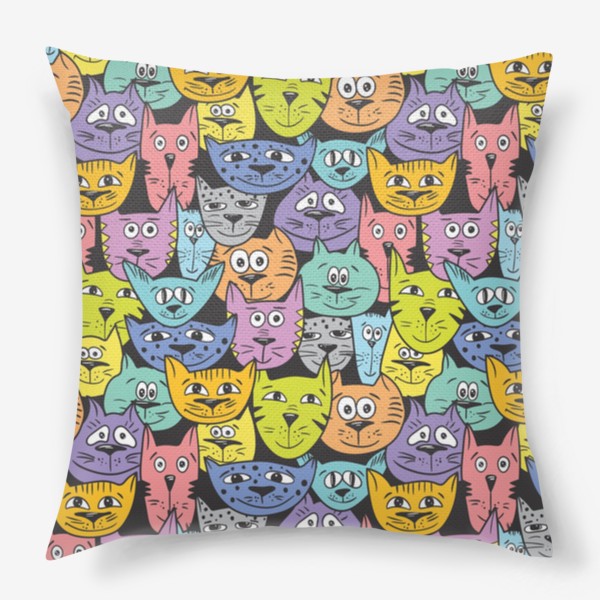 Подушка «Разноцветные кошки и коты»