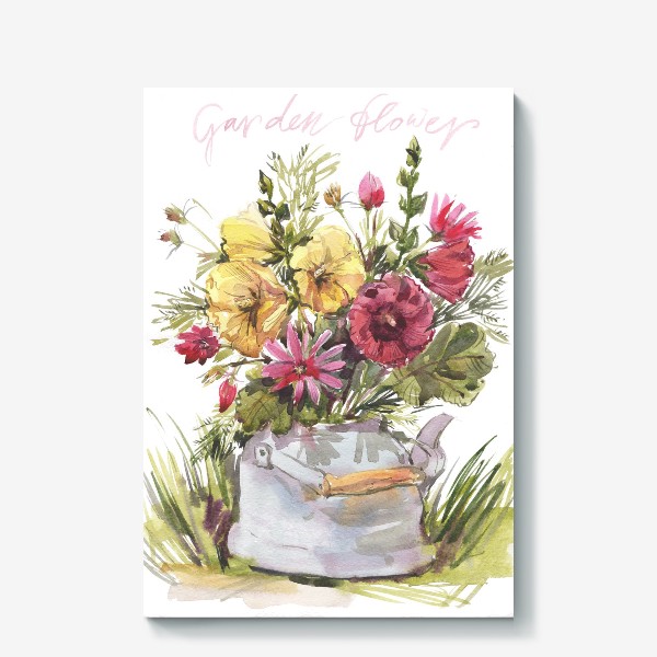 Холст &laquo;Садовые цветы  в чайнике Garden flowers&raquo;