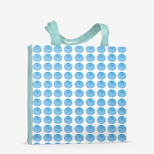 Сумка-шоппер «Мерцающий голубой горошек. Акварельные круги. Blue watercolor dots.»