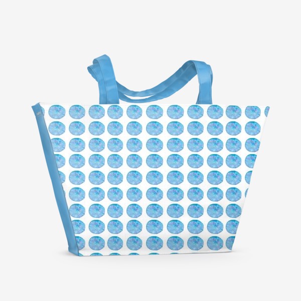Пляжная сумка &laquo;Мерцающий голубой горошек. Акварельные круги. Blue watercolor dots.&raquo;