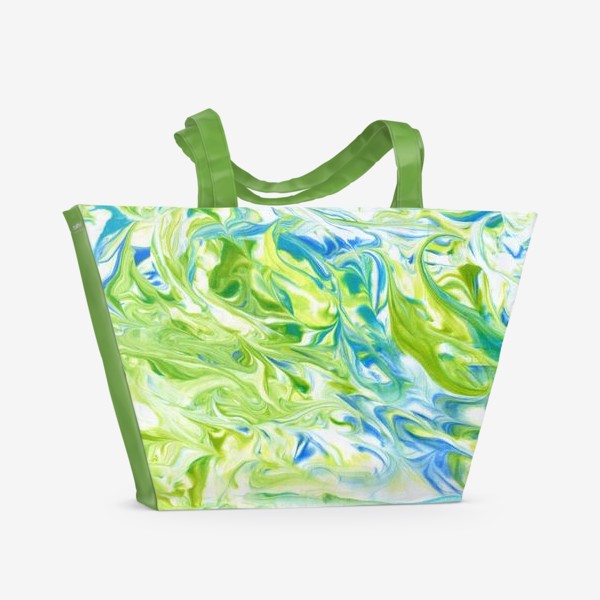 Пляжная сумка «Мраморный сине-зеленый акварельный фон. »