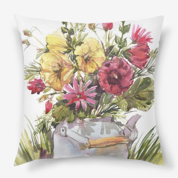 Подушка «Садовые цветы  в чайнике Garden flowers»