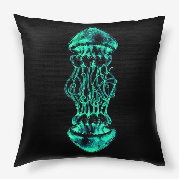 Подушка «Медуза на черном фоне»