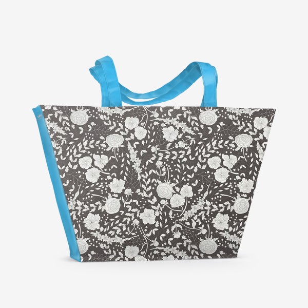 Пляжная сумка «Цветочный монохром 11»