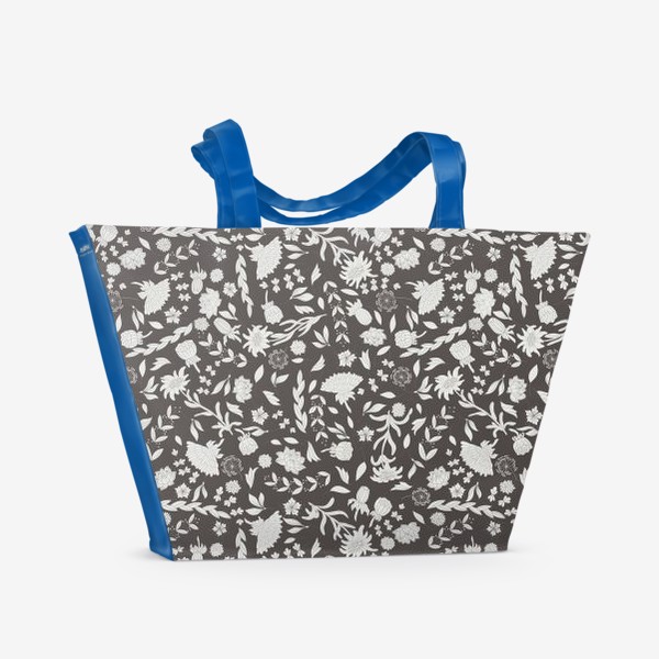 Пляжная сумка «Цветочный монохром 12»