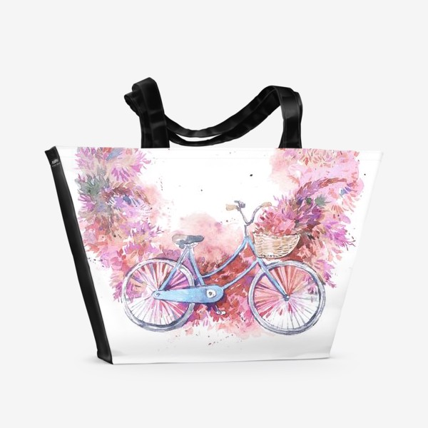 Пляжная сумка «Венок с велосипедом»