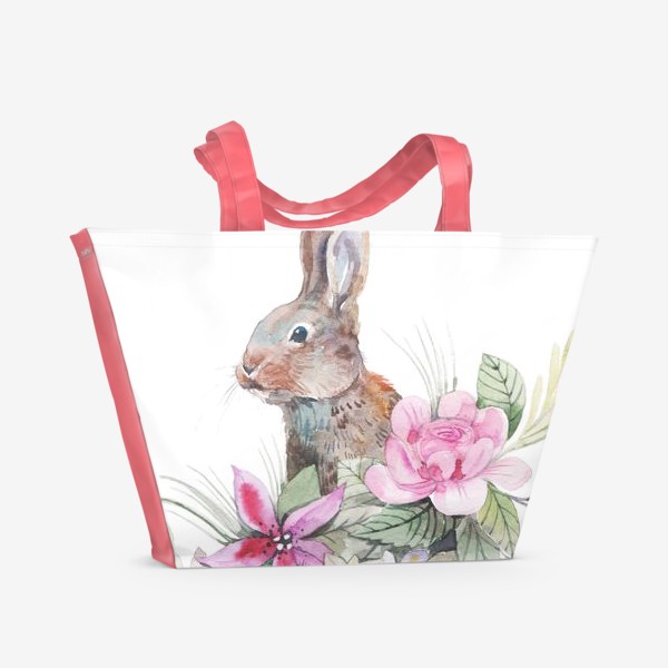 Пляжная сумка «Зайка с цветами»
