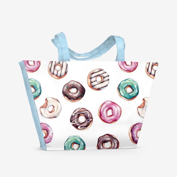 Пляжная сумка «Акварельные пончики. Паттерн.»