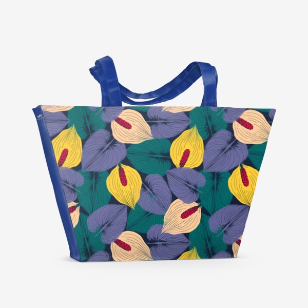 Пляжная сумка «Дикая калла. Листья и цветы.»