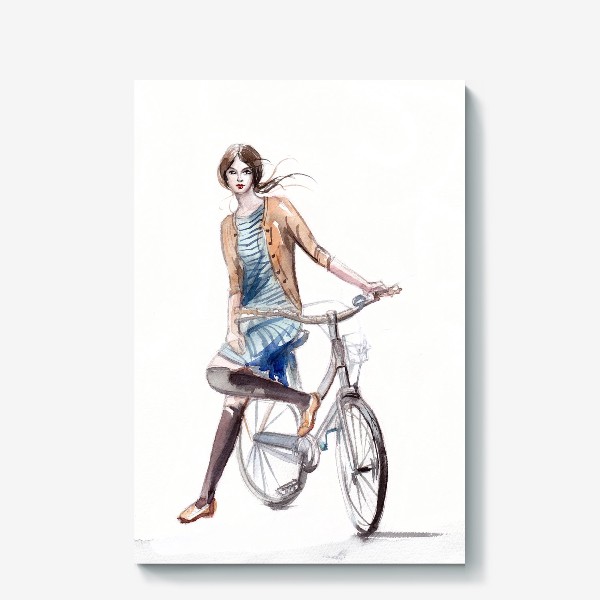Холст &laquo;Девушка на велосипеде&raquo;